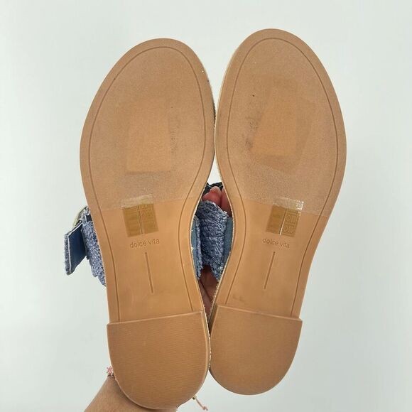 Dolce Vita Women’s Alroy Blue Woven Raffia Scalloped Slide Sandals Size 9 - Picture 11 of 15